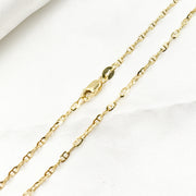 14K Solid Gold Diamond Cut Marina Link Chain
